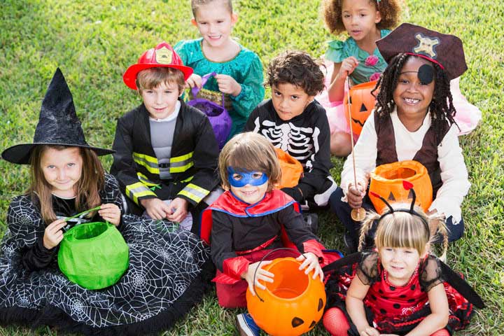 Children in halloween costumes